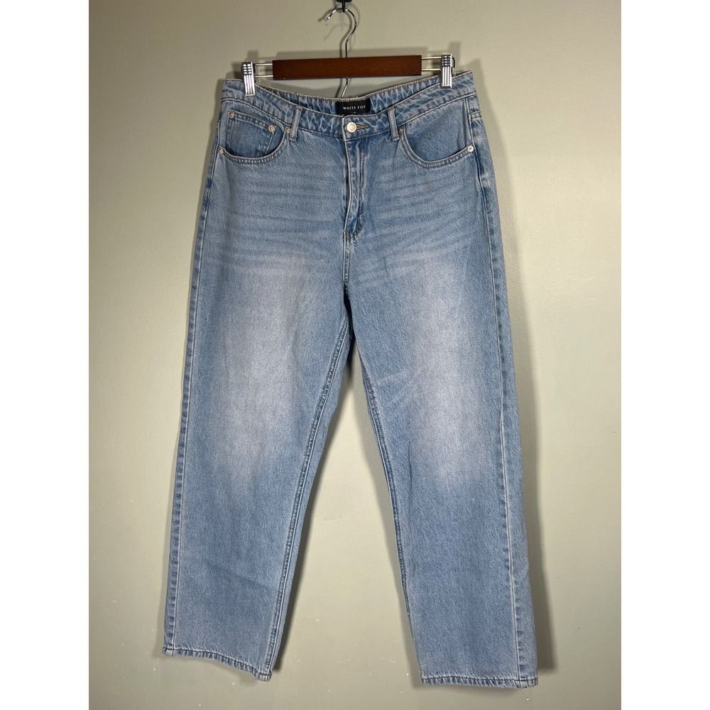 White Fox Jeans Womens Medium Blue High Rise Straight Leg Light Wash Denim